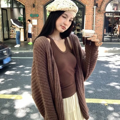 Otoño Nuevo Cárdigan Coreano Tejido Hueco Blusa Protector Solar Mujer Abrigos Informales Foto 1 de 4