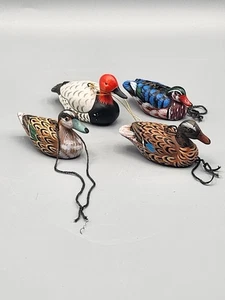 Duck Figurine Ornament Lot Of 4 Mini Hand Painted Detailed 2.5-3.25" - Picture 1 of 8