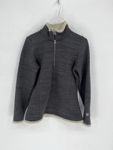 Kuhl Womens  1/4 Zip Pullover Size M Gray Knit Sherpa Fleece Sweater - Picture 1 of 5