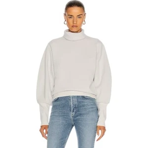 NEW AGOLDE Turtleneck Sweater Sweatshirt Size XS Ribbed Paper Mache White Classy - Picture 1 of 15