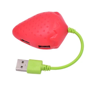 B94C 4 Port USB 2.0 Hub Splitter 480MB/S Strawberry PC Laptop Notebook - Picture 1 of 9