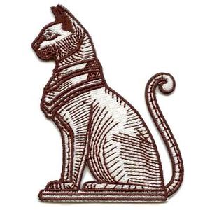 Egyptian Cat Statue Patch Culture Mau Symbol Embroidered Iron On - Picture 1 of 2