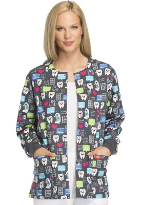 Have A Laugh Dickies Scrubs EDS Dental Snap Front Warm Up Jacket DK301 HALU - Image 1 of 4