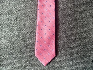 Tallia Men Pink Polka Dot Silk & Polyester Skinny Neck Tie Dress Slim Necktie - Picture 1 of 3