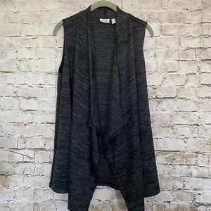 LOGO By Lorie Goldstein Womens Sz M Sweater Knit Vest Draped Open Front - Picture 1 of 6