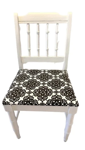 1950s Italian Provincial White/Black  Dining Chair  Single Cover