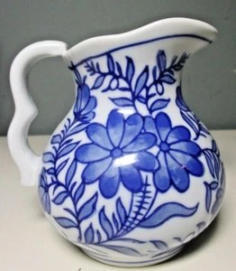 EUC Blue and White 8 oz. CREAMER ~ Pretty Floral Design - Picture 1 of 3
