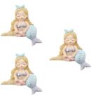  3 PCS Creative Sticker Magnet Toy Miniature Mermaid Figures Pretty