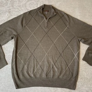 Cárdigan Pullover Dockers Marrón Argyle 1/4 Cremallera Para Hombre Suéter Talla XXL - Imagen 1 de 8