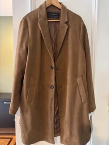 NEW ZARA FUEX SUEDE BROWN COAT SIDE POCKETS COAT JACKET SIZE L - Picture 1 of 9