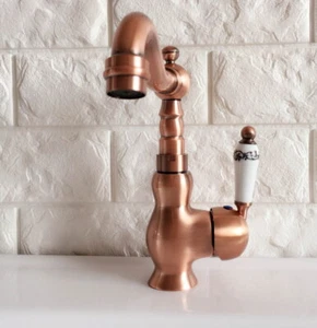 Antique Red Copper Brass Kitchen Bathroom Sink Swivel Faucet Mixer Tap mnf403 - Picture 1 of 9