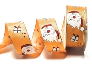 0,25€/m) Schleifenband 20m x 40mm Orange Nikolaus Weihnachtsmann Dekoband - Bild 1 von 3