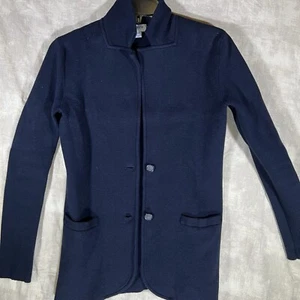 Blazer tejido vintage para mujer J.Crew en negro chaqueta XXS 100 % algodón súper suave - Imagen 1 de 6