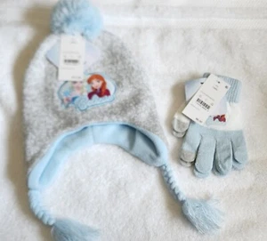 Girl's Disney Frozen Silver Blue Trapper Hat & Glove Set NEW With Tags OSFM - Picture 1 of 4