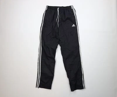 Pantalones cortavientos forrados a rayas medianos desgastados vintage Adidas para hombre Foto 1 de 4