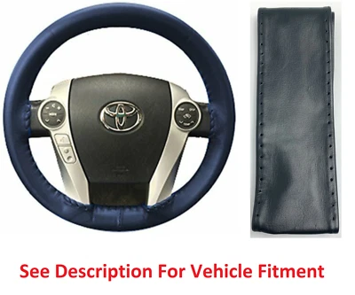 Dark Blue AXX Leather Steering Wheel Cover for Ford Lincoln & Other Makes - Image 1 of 4