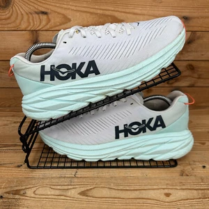 Hoka One One Trainers Womens Size UK 8.5 Rincon 3 White Blue Running Marathon - Picture 1 of 13