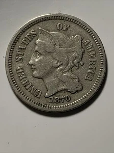 1870 U.S 3 Cent Nickel - Picture 1 of 2