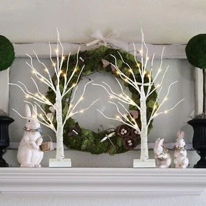 Árbol de Navidad Ramita de Abedul | Juegos de 2 Decoración Navidad Pre Iluminados con Luces - Imagen 1 de 10