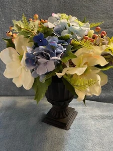Hydrangea Berry Arrangment in Decorative Urn by Valerie Parr Hill BLUE - Picture 1 of 10