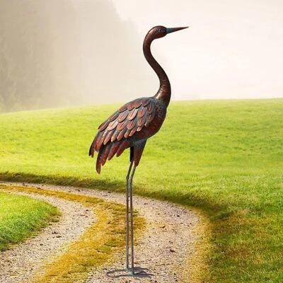 Outdoor Garden Crane Statues and Sculptures Metal Yard Art Statue for Garden Dec - Image 1 of 3