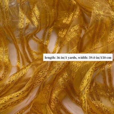 Vestido de malla transparente brillante bordado a rayas de tela de organza de 1 yarda hágalo usted mismo costura Foto 1 de 4