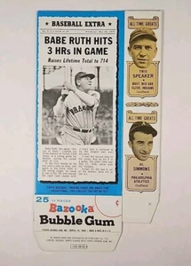 1969-70 Bazooka ALL TIME GREATS Complete BOX #9 BABE RUTH Hits 3 HRs - Picture 1 of 12