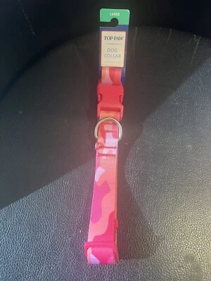 NEW! Top Paw Pink  Print Adjustable Dog Collar Large 17-26in - Image 1 of 2