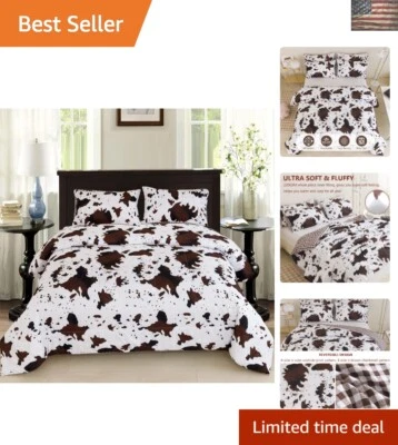 Комплект постельного белья для мальчиков с коровьим принтом — 3 штуки с наволочками в комплекте - Изображение 1 из 4