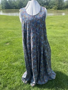 LAURA ASHLEY DRESS US SIZE 12 Blue FLORAL SLEEVELESS Cottage Core Chic Roses Wmn - Picture 1 of 24