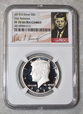 2018 S 90% SILVER KENNEDY HALF DOLLAR NGC PF 70 ULTRA CAMEO TOP POP USA SF MINT - Image 1 of 4