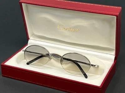 Gafas de sol Cartier SHIGAR T8100512 platino 48 mm gris lente ovaladas unisex vintage Foto 1 de 4