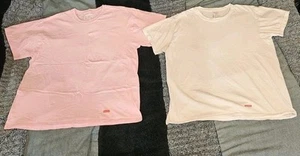 Supreme x Hanes Comfort Soft T Shirts Size Large Pink Medium White Lot of 2 Used - Picture 1 of 11