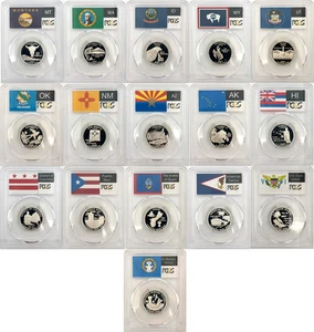 2007 2008 2009 S State Proof SILVER PCGS 70 16 Coin Quarter Set - Picture 1 of 2