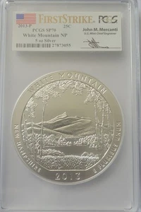 2013-P White Mountain NP PCGS SP70 5oz Silver 25C FirstStrike - Picture 1 of 4