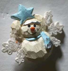 White Snowman White Glitter Leaves Light Blue Star Scarf Brooch Pin  #S15 - Picture 1 of 5