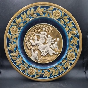 Antique GEBRUDER SCHUTZ Austrian Majolica Porcelain Wall Charger Plate c.1890 - Picture 1 of 4