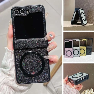 For Samsung Galaxy Z Flip7/Flip6/5/4/3 Glitter Magnetic Hinge Protection Case - Picture 1 of 16