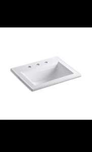 KOHLER Bathroom Sink 22.75" Predrilled Holes Classic Drop-In Vitreous White - Picture 1 of 9