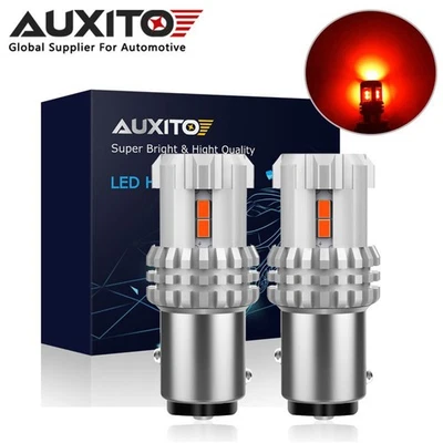 2x Red 1157 BAY15D Car LED Brake Tail Stop Lights Bulbs Canbus 12 SMD 3020 BULBS - Image 1 of 4
