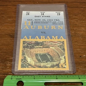 1993 Auburn Vs Alabama Football Ticket Stub 11/20/1993 Jordan Hare - Fair Shape - Picture 1 of 9