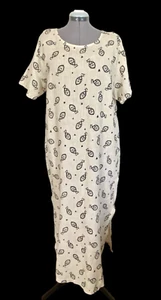 C.C. Collection 100 % Leinen Fischmuster Maxikleid Damengröße X Large USA Vintage - Bild 1 von 13
