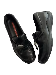 Prada Sport Leather Toggle Loafers in Black - Picture 1 of 8
