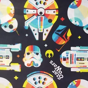 Star Wars Rainbow Millennium Falcon Cotton Fabric for Quilting FREE POST SW27 - Picture 1 of 14