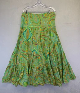 Lauren Ralph Lauren LRL Skirt Womens L Festival Retro Psychedelic Paisley Tiered - Picture 1 of 11