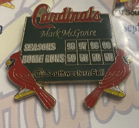 Vintage 2000 Mark McGwire 50 Home Run Scoreboard St Louis Cardinals Hat Pin Cover