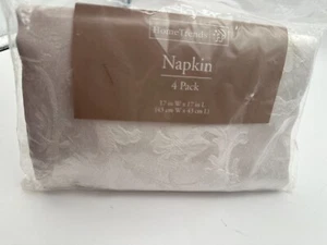 HomeTrends Set 4 Dinner Napkins 17"x17" Jadour-Arctic White Cotton Blend - Picture 1 of 3