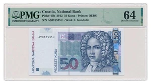 CROATIA banknote 50 Kuna 2012 PMG grade MS 64 Choice Uncirculated - Picture 1 of 7