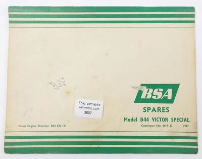 BSA MODELO B44 VICTOR 1967 Victor piezas de repuesto especiales lista libro manual Nº00-5132 Foto 1 de 2