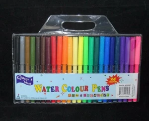 Kids Watercolour Pens - Non Toxic Washable Long Lasting Markers in 24 Colours - Picture 1 of 3